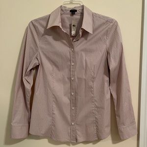 Ann Taylor Mauve and White Pin Stripe Shirt NWT